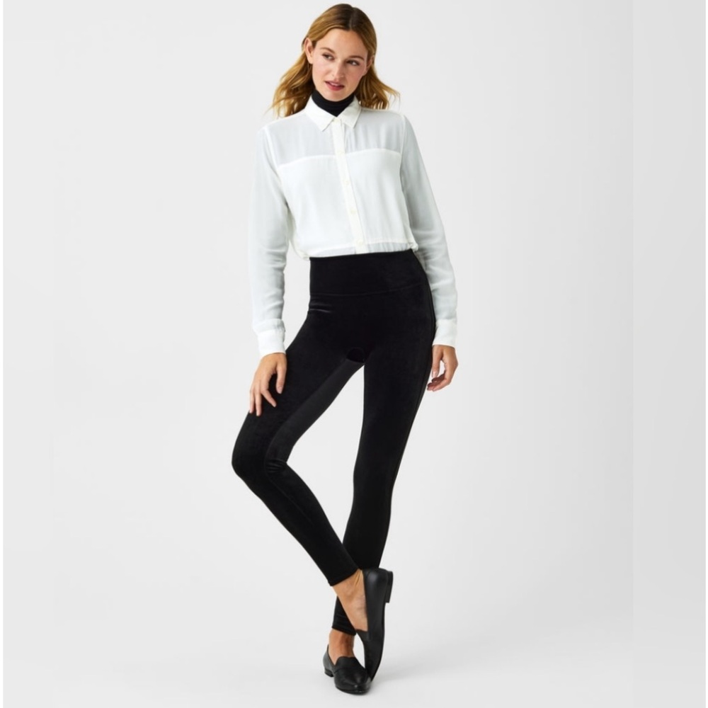 SPANX Black Velvet Leggings Sz. XL‎
